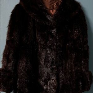 Luxurious Authentic Muskrat Fur jacket Dark Brown with silk lining